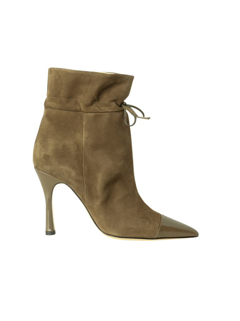 Khaki Amanda Custommade ankelstøvle med bindedetaljer 38 Custommade