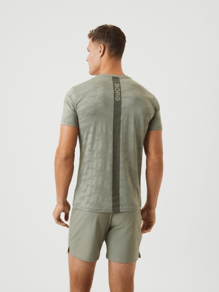 Khaki Björn Borg Camo Performance T-Shirt M Björn Borg