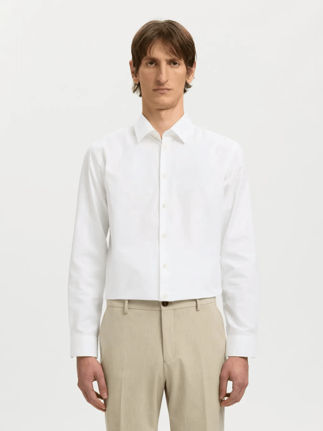 Klassisk Hvid Selected Ethan Slim Fit Herre Skjorte Hvid Selected