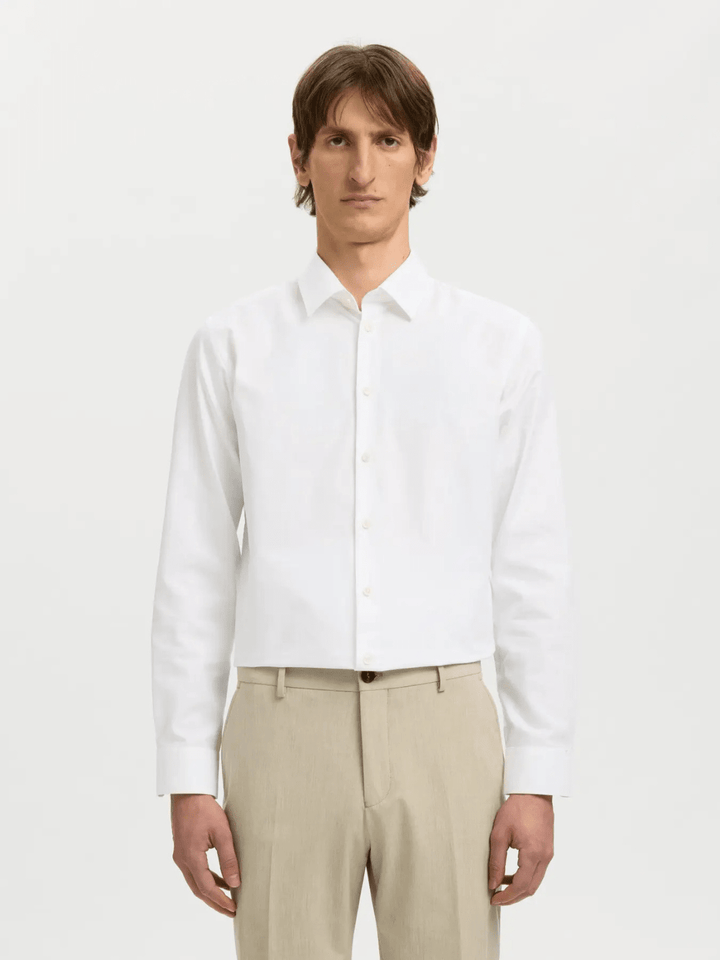 Klassisk Hvid Selected Ethan Slim Fit Herre Skjorte Hvid Selected