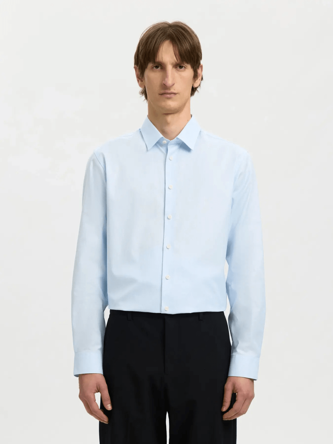 Klassisk Lyseblå Selected Ethan Slim Fit Herre Skjorte Lyseblå Selected