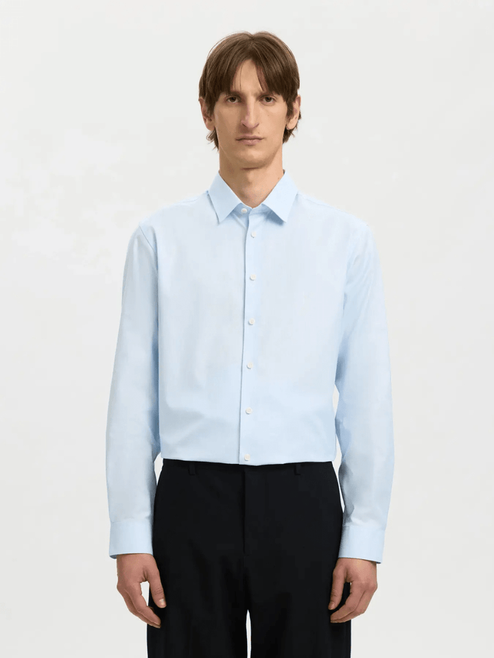 Klassisk Lyseblå Selected Ethan Slim Fit Herre Skjorte Lyseblå Selected