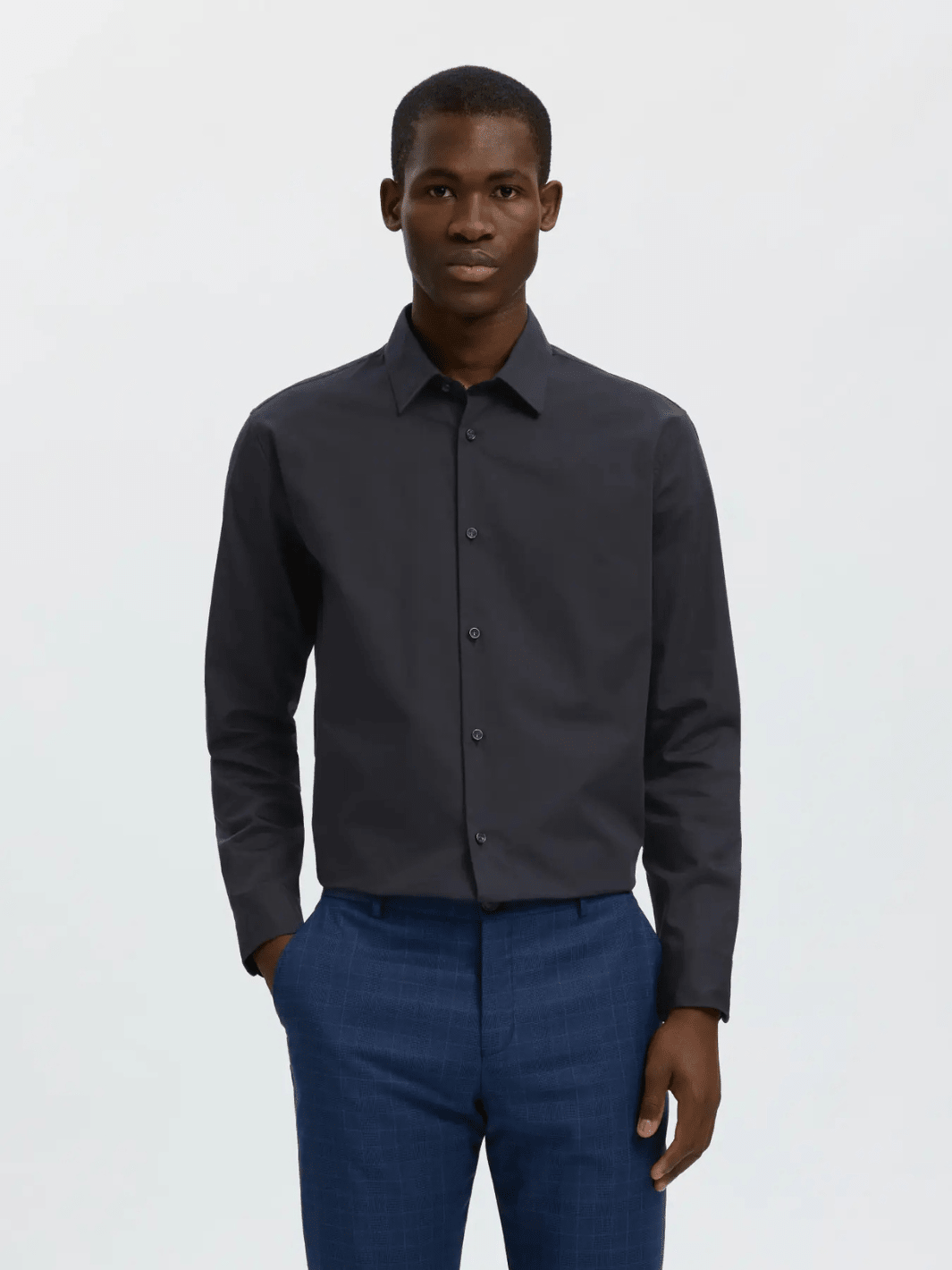 Klassisk Sort Selected Ethan Slim Fit Herre Skjorte Sort Selected