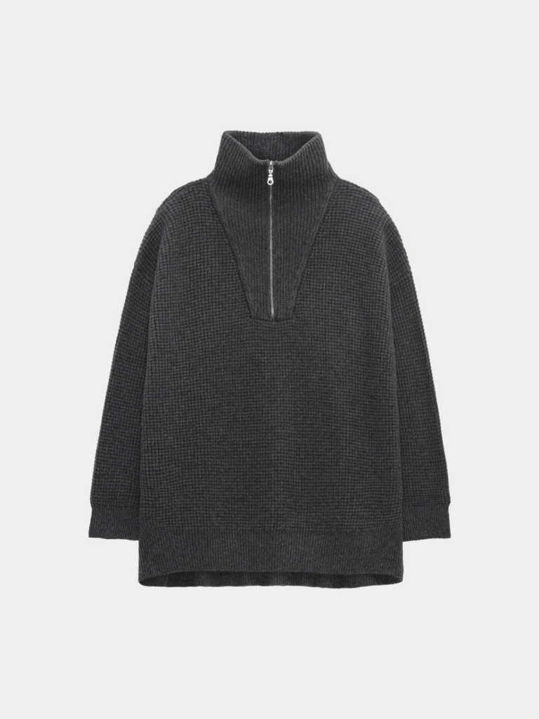 Koksgrå Alma Månestråle Zip Up Strik 0/XS Månestråle