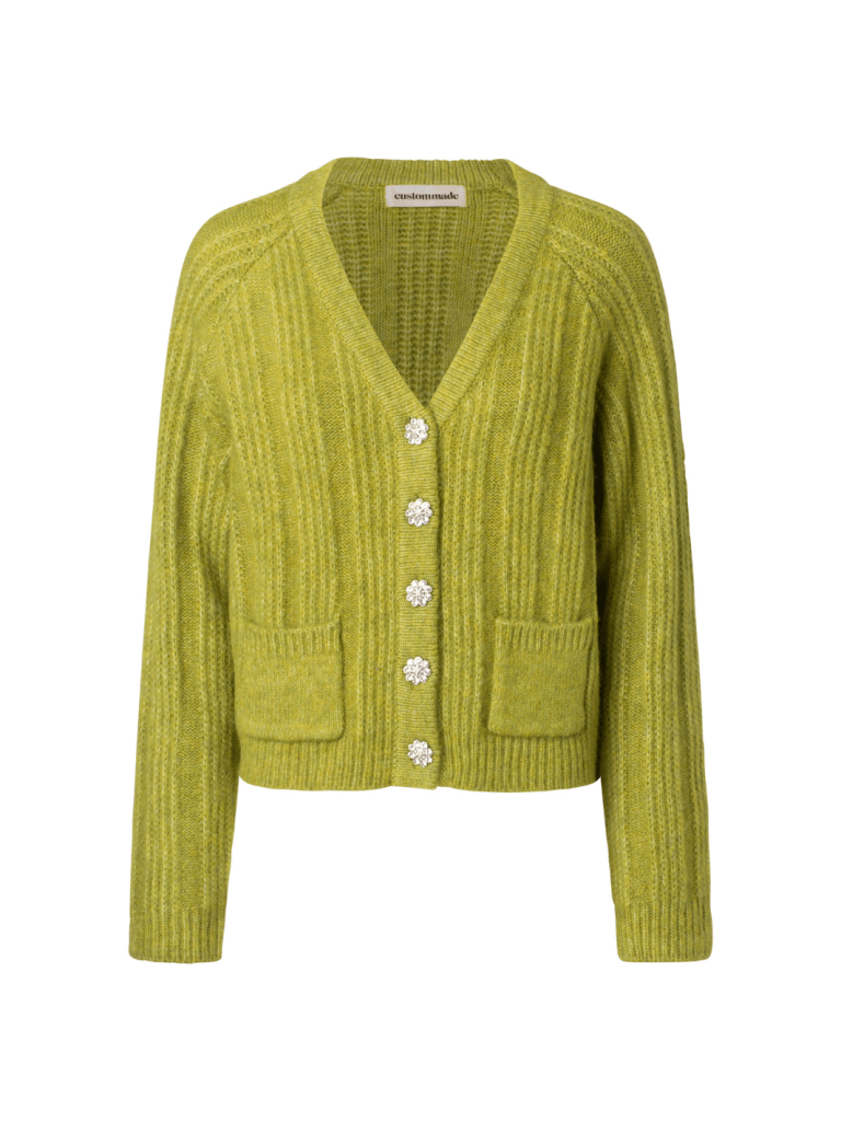 Limefarvet Vanora Custommade Strik Cardigan 34/XS Custommade