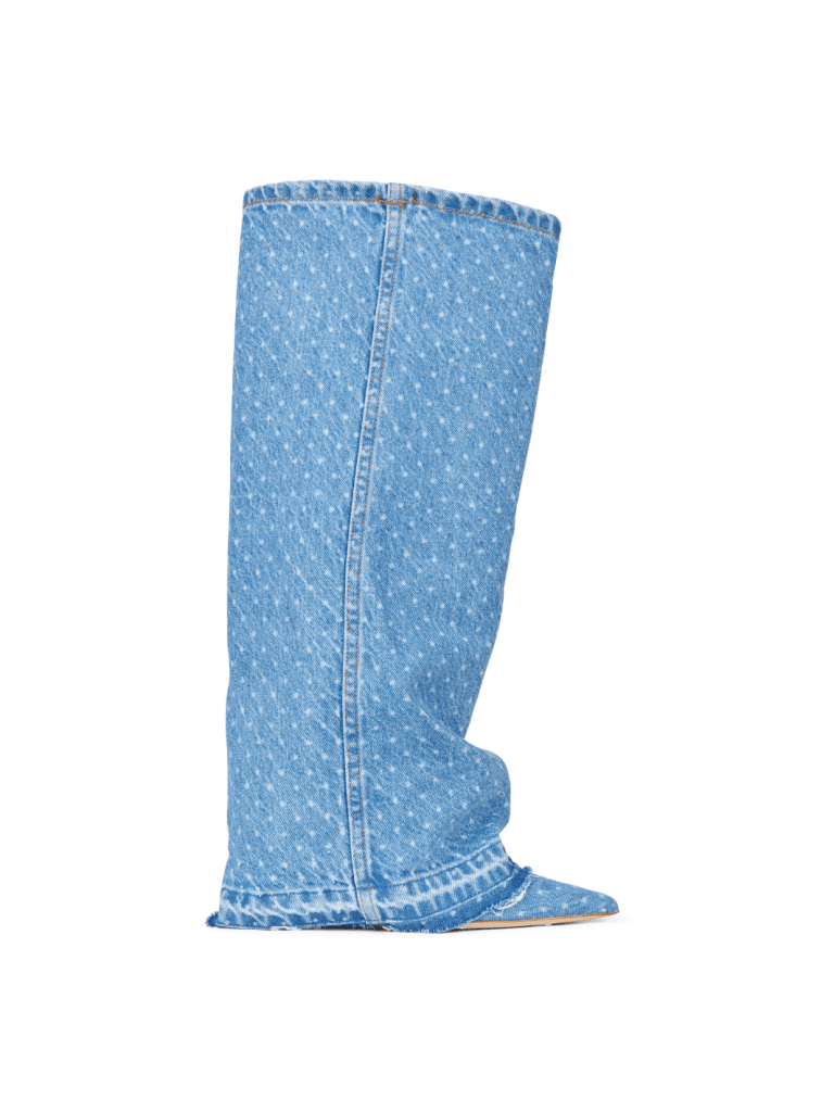 Lyseblå Prikket Anie Custommade Denim Støvle 36 Custommade