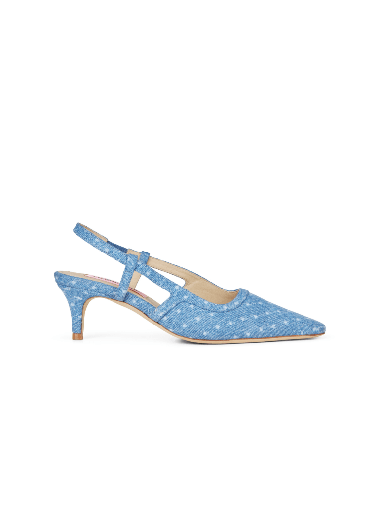 Lyseblå Prikket Anita Custommade Slingback Denim Stilet 36 Custommade