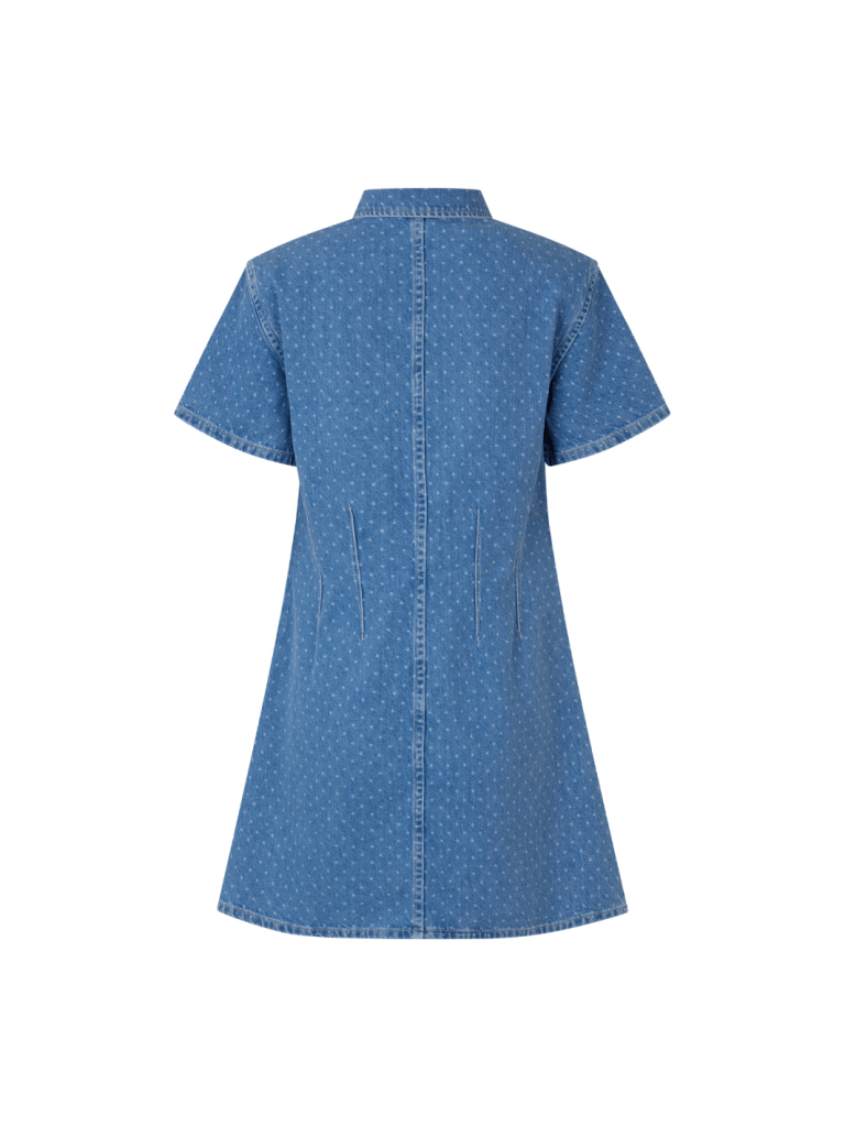Lyseblå Prikket Jamilah Custommade Denim kjole 34/XS Custommade