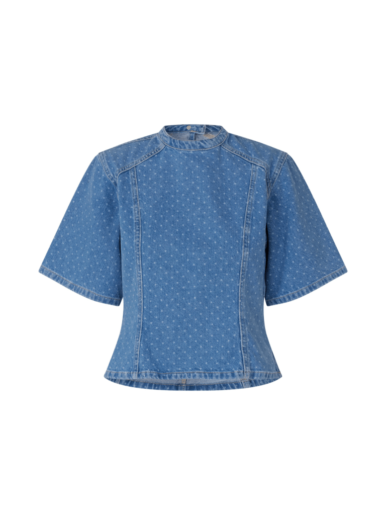 Lyseblå Prikket Stella Custommade Denim Skjortebluse 34/XS Custommade