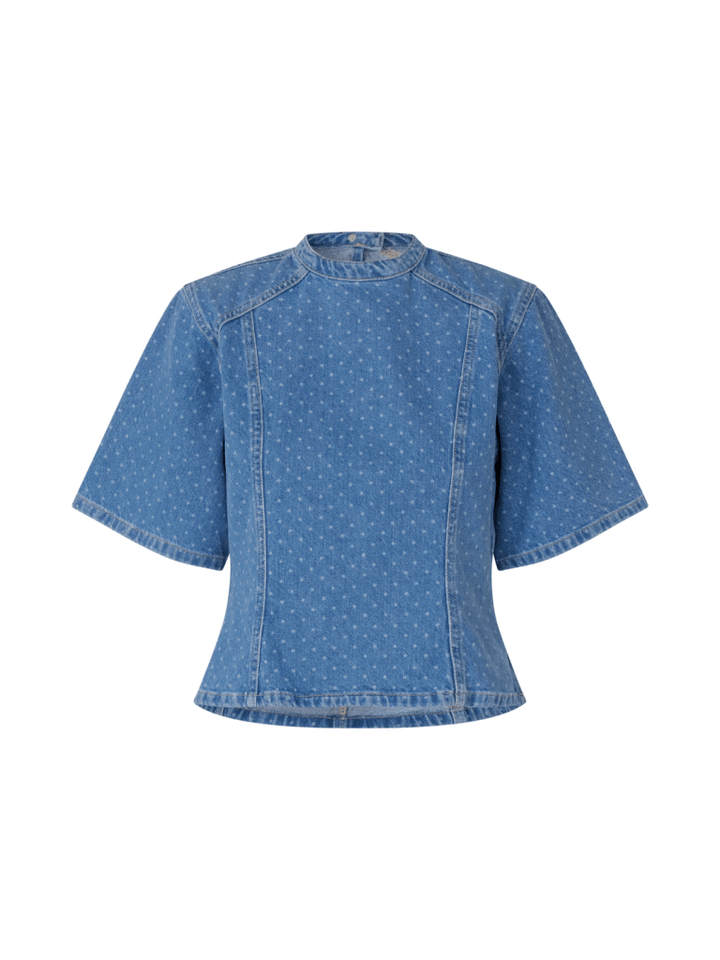 Lyseblå Prikket Stella Custommade Denim Skjortebluse 34/XS Custommade