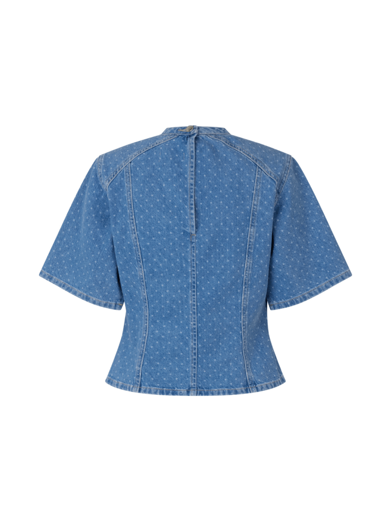 Lyseblå Prikket Stella Custommade Denim Skjortebluse 34/XS Custommade