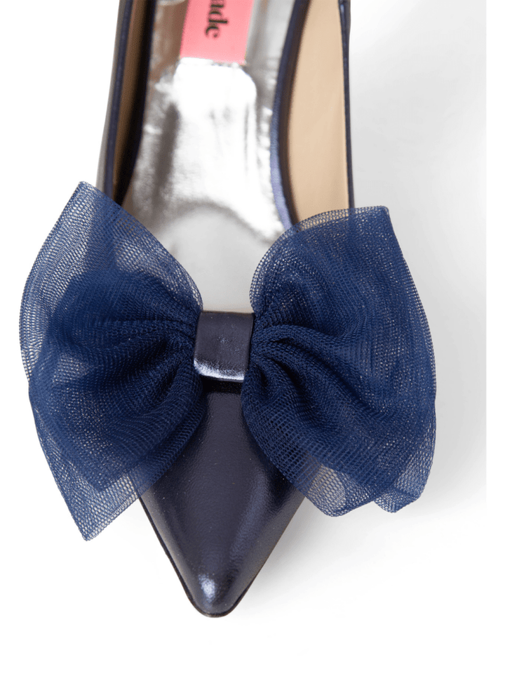 Metallic Blå Custommade Aljo Stilet Med Tyl Sløjfe 36 Custommade