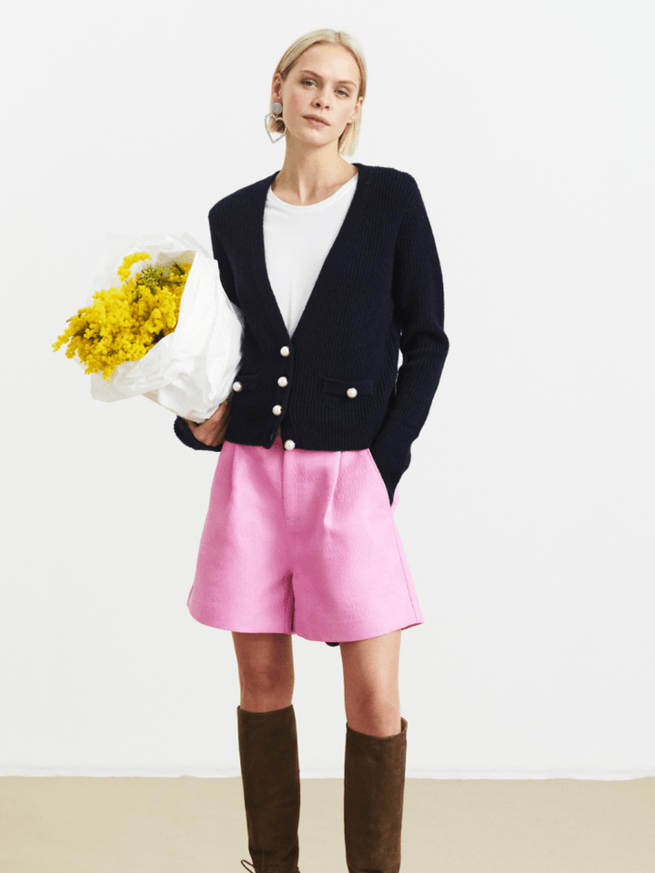 Mørkeblå Vevi Custommade Strik Cardigan 34/XS Custommade