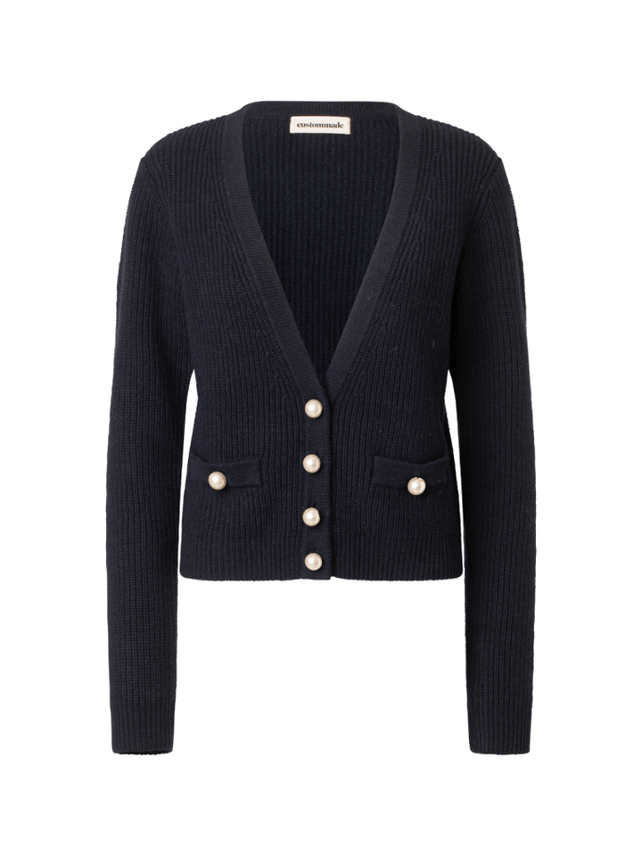 Mørkeblå Vevi Custommade Strik Cardigan 34/XS Custommade