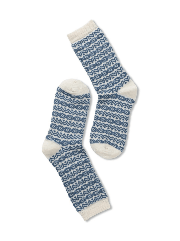 Note Offwhite Og Blå Dame Uldstrømpe One Size ( 36 - 41 ) Note