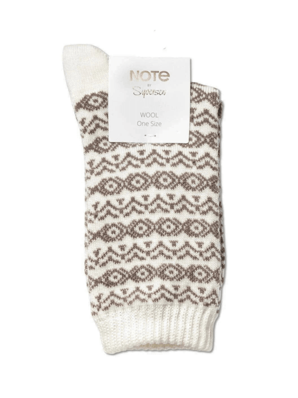 Note Offwhite Og Brun Dame Uldstrømpe One Size ( 36 - 41 ) Note