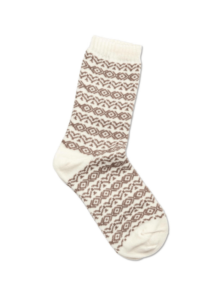 Note Offwhite Og Brun Dame Uldstrømpe One Size ( 36 - 41 ) Note