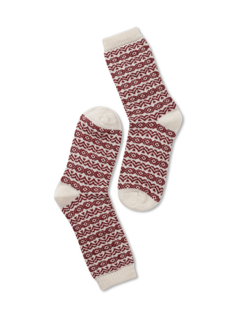 Note Offwhite Og Rød Dame Uldstrømpe One Size ( 36 - 41 ) Note