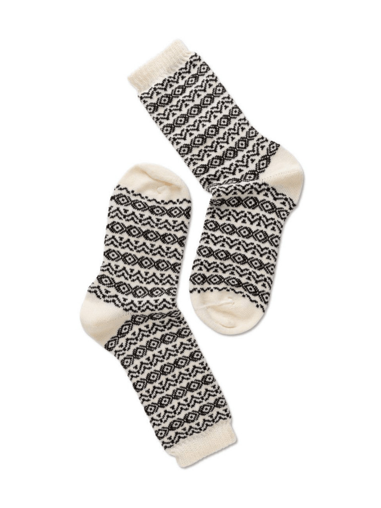 Note Offwhite Og Sort Dame Uldstrømpe One Size ( 36 - 41 ) Note