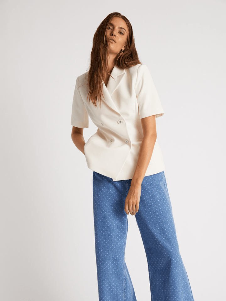 Offwhite Dobbeltradet Franja Custommade Blazer 34/XS Custommade