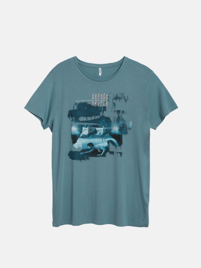 Petroleumsfarvet Icôn Kasper Winding "Daddy's in Rare Form Tonight" Dame T-Shirt XS 360° ICÔN