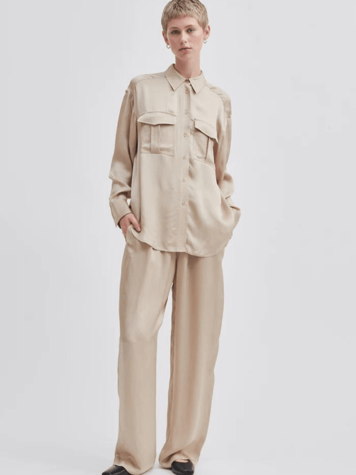 Sandfarvet Second Female Noma Skjorte XS Second Female