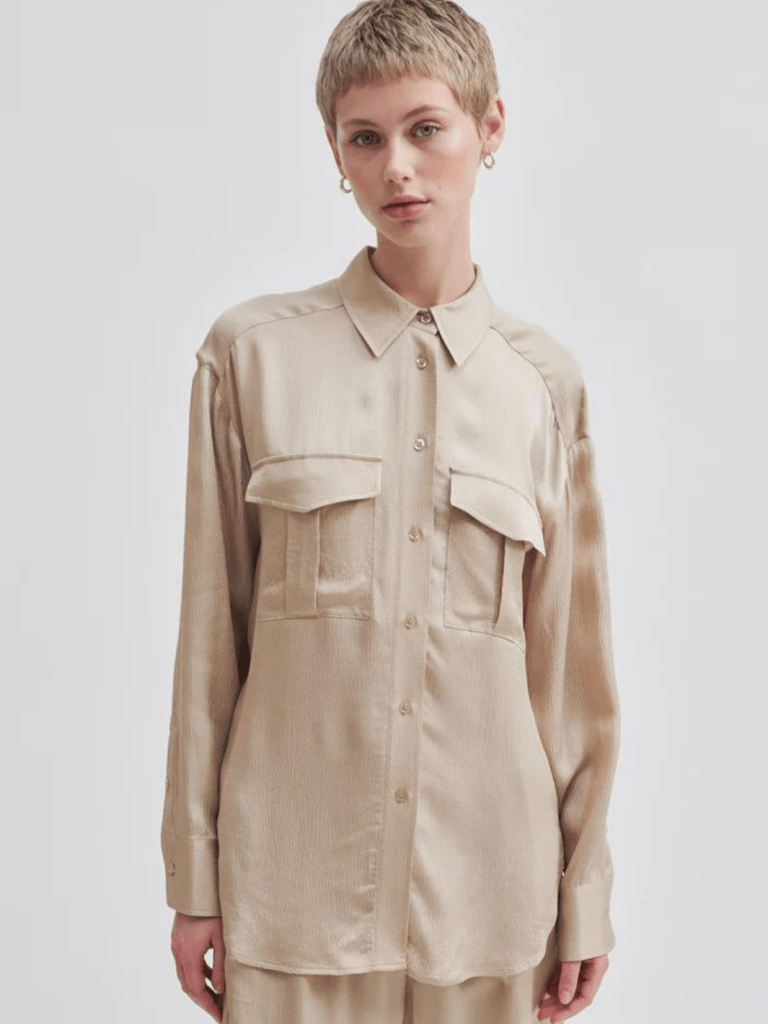 Sandfarvet Second Female Noma Skjorte XS Second Female