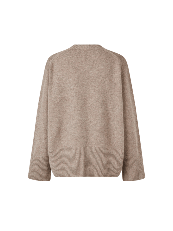 Second Female Beige Alpha Rundhals Uld Strik M Second Female