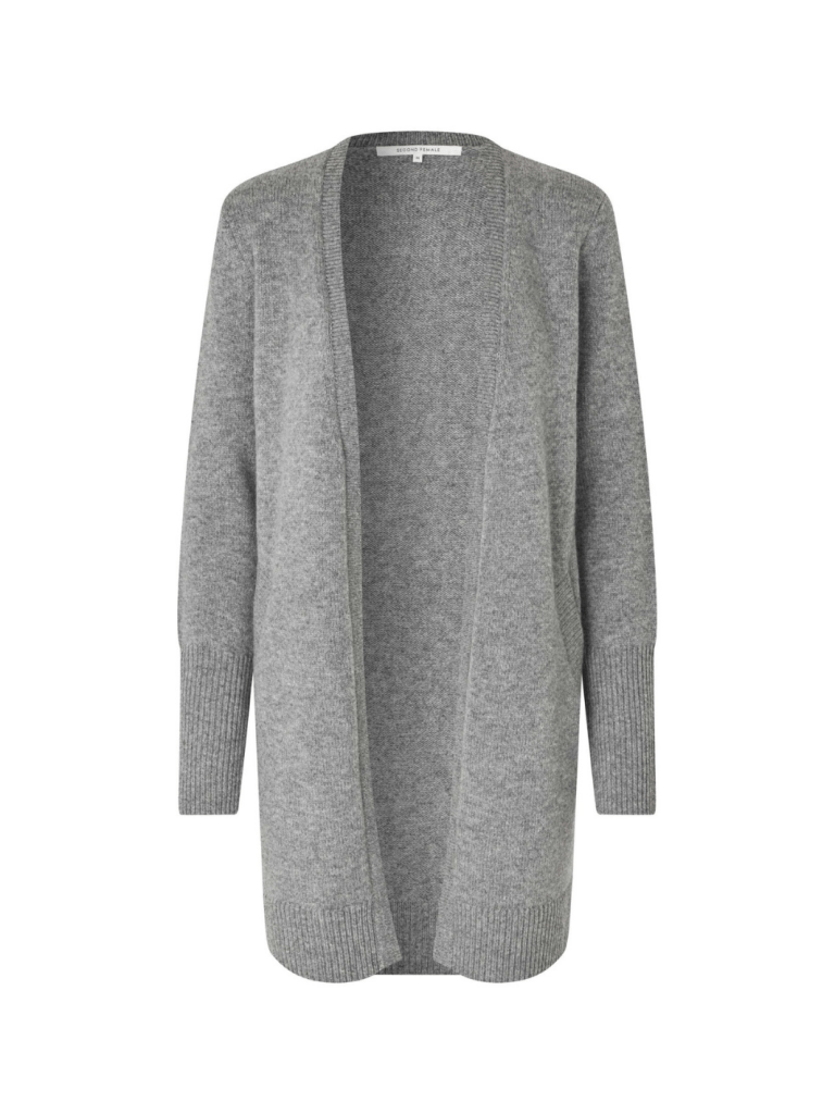 Second Female Grå Alpha Strikcardigan S Second Female