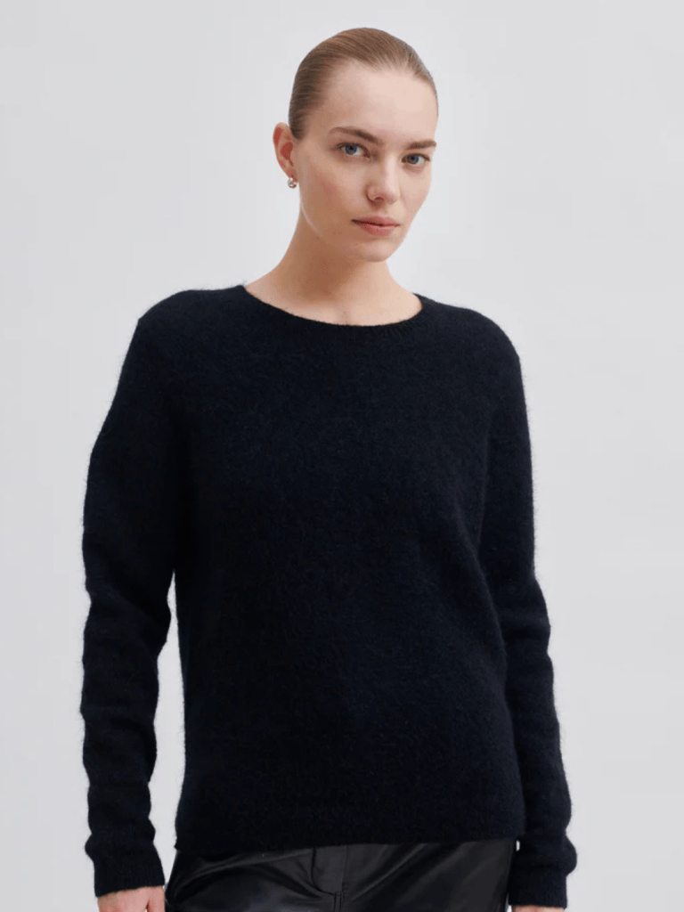 Second Female Sort Brook Strik Med Rund Hals S Second Female