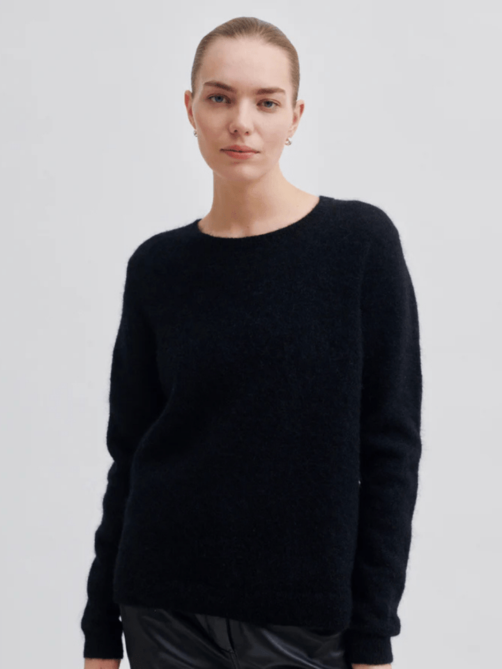 Second Female Sort Brook Strik Med Rund Hals S Second Female