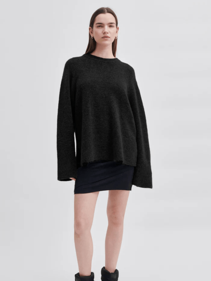 Second Female Sort Brookline Strik Med Rund Hals XS Second Female