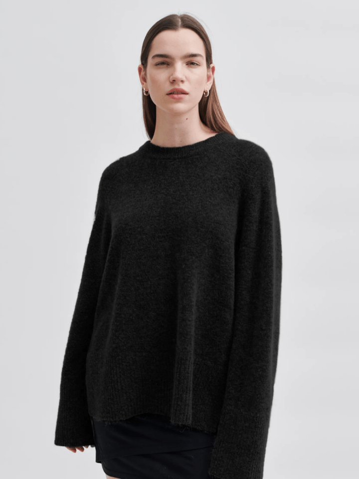 Second Female Sort Brookline Strik Med Rund Hals XS Second Female