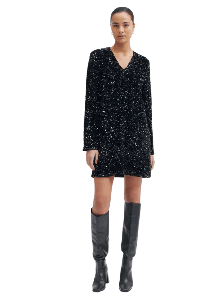 Second Female Sort Shimmer Glimmer Kjole XS Second Female