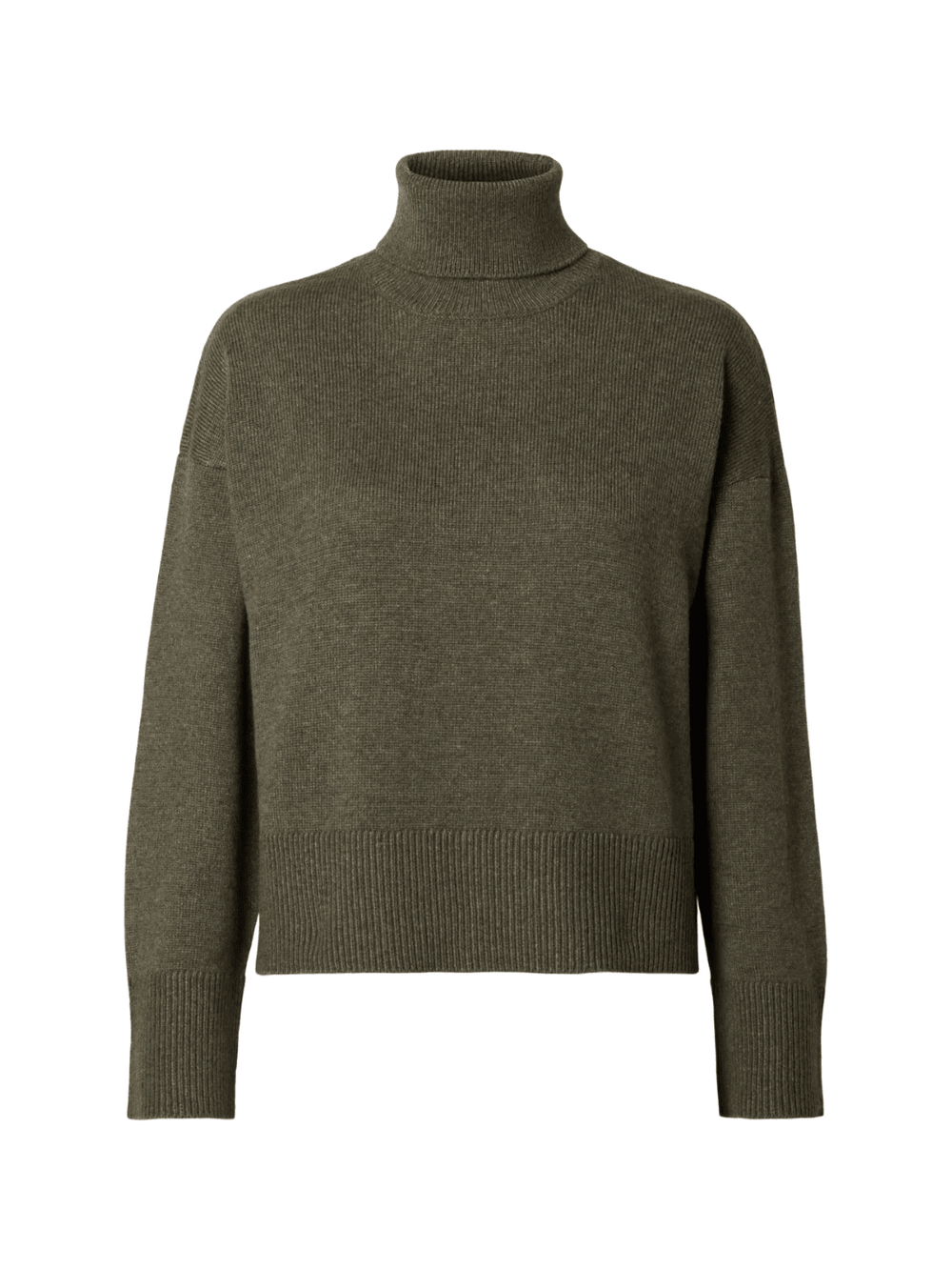 Selected Armygrøn Rullekrave Strik XS Selected