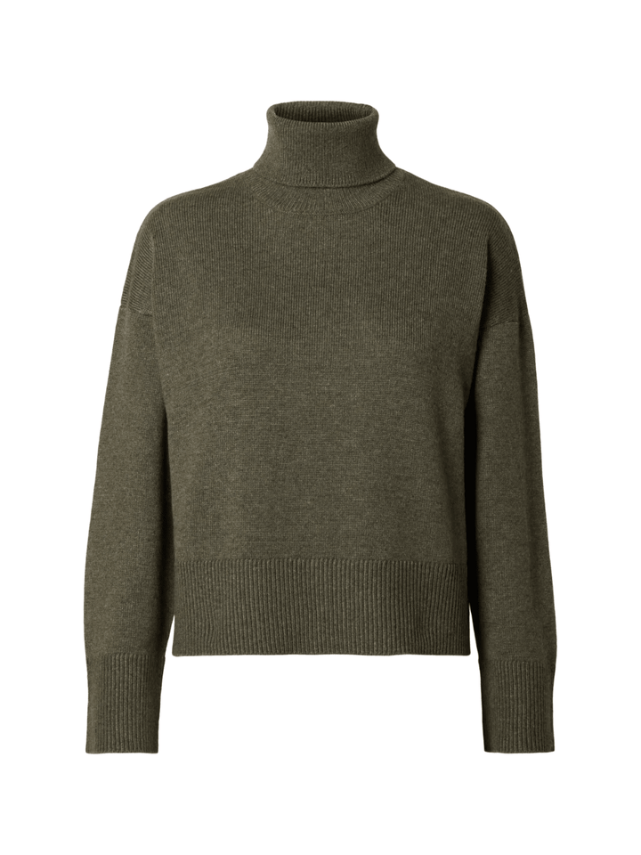 Selected Armygrøn Rullekrave Strik XS Selected