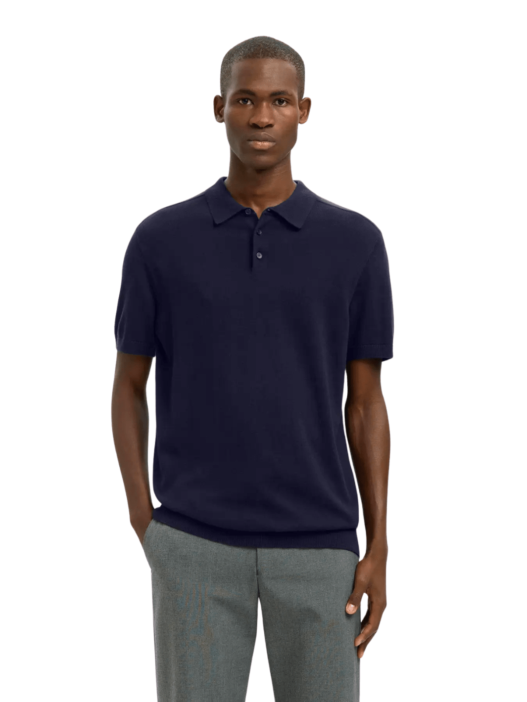 Selected Homme Mørkeblå Strik Polo Mørkeblå Selected