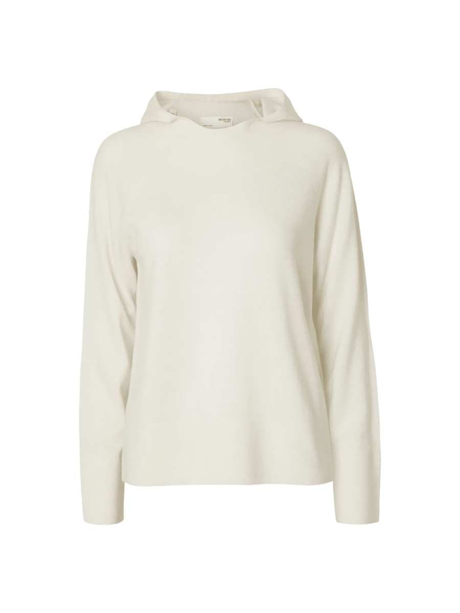 Selected Råhvid Merino Strik Hoodie XS Selected