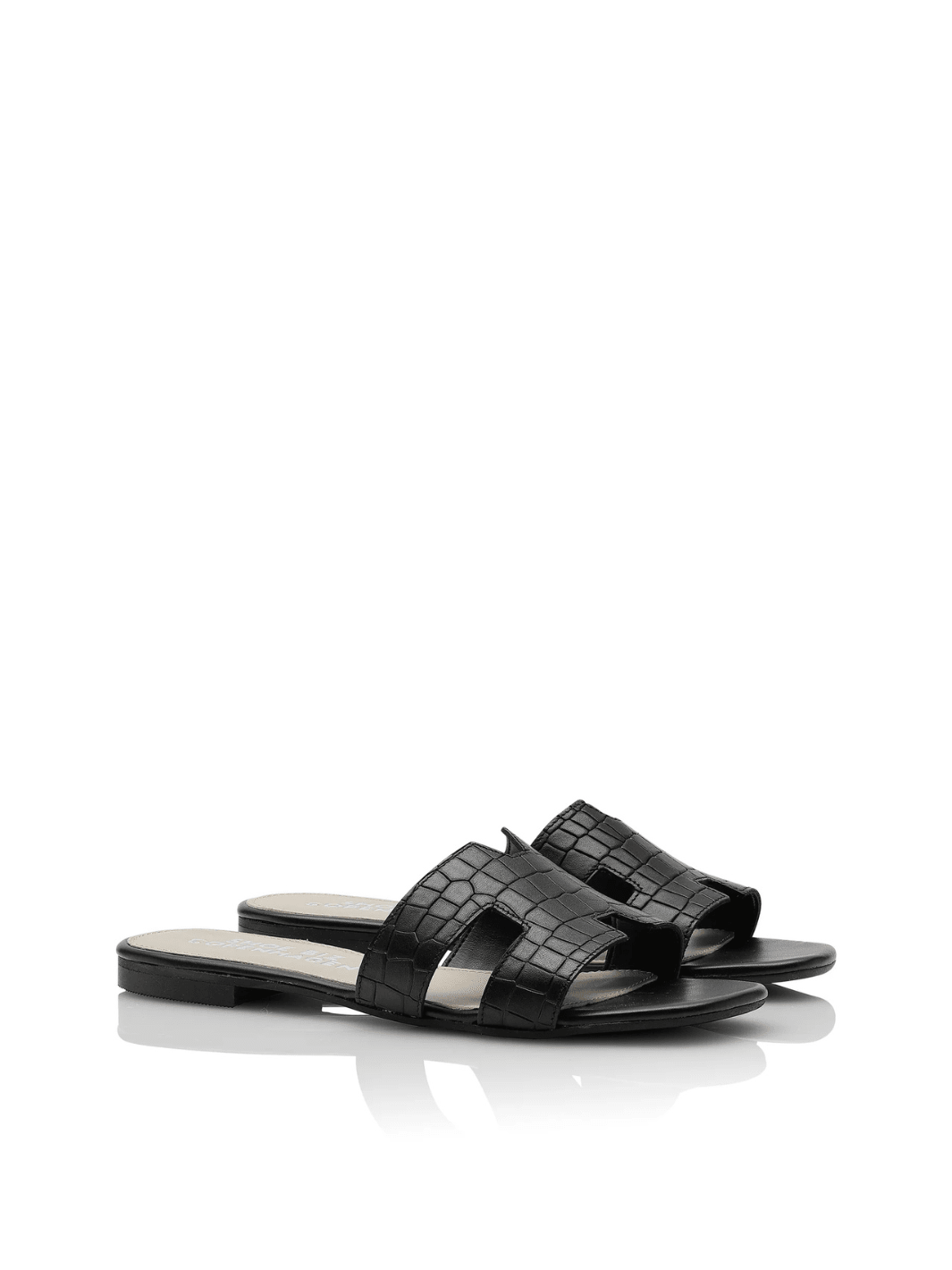 Shoe Biz Claire Croco Slipper I Sort Læder 35 Shoe Biz