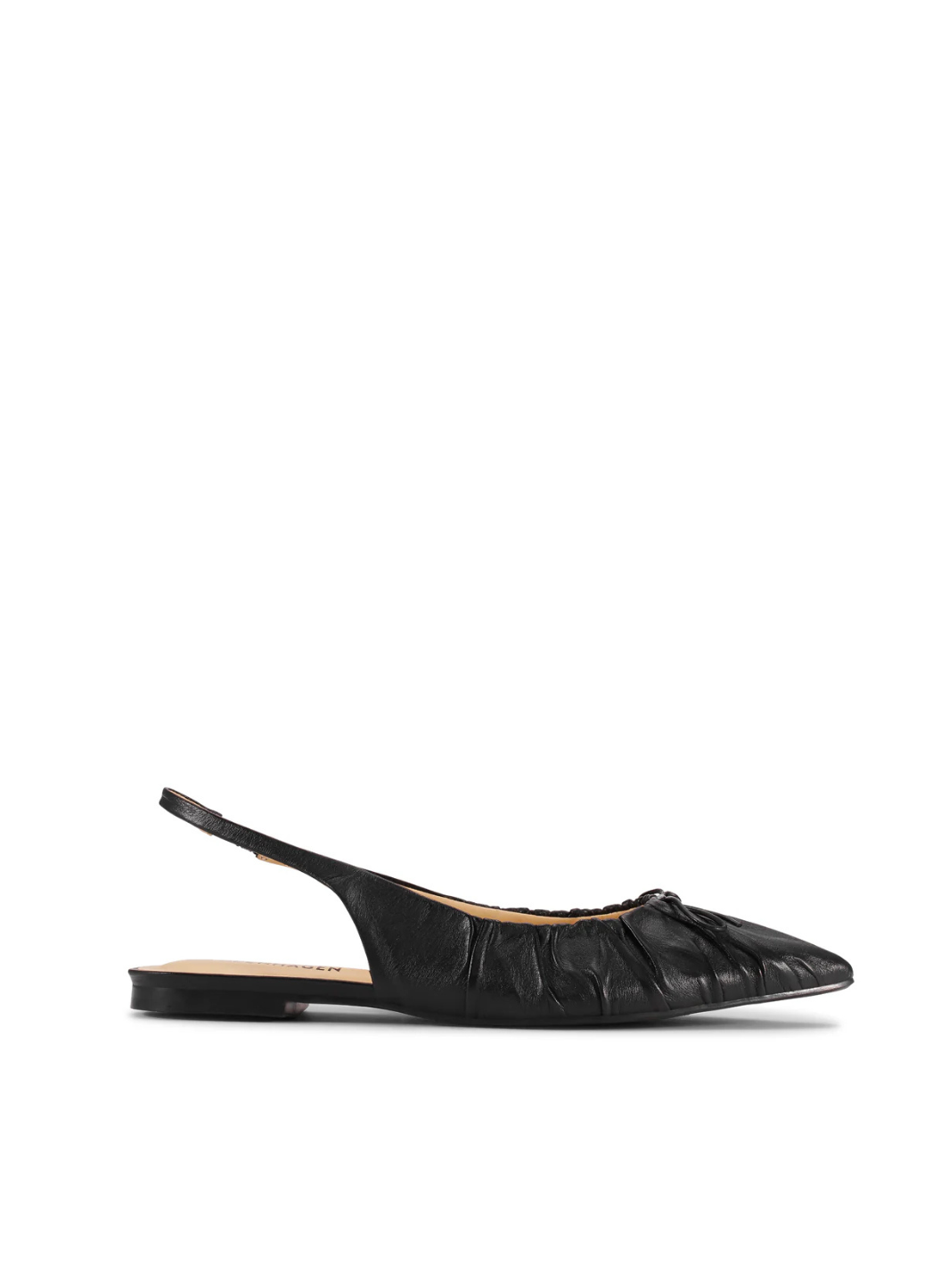 Shoe Biz Copenhagen Avira slingback i sort læder med elegant rynkedetalje