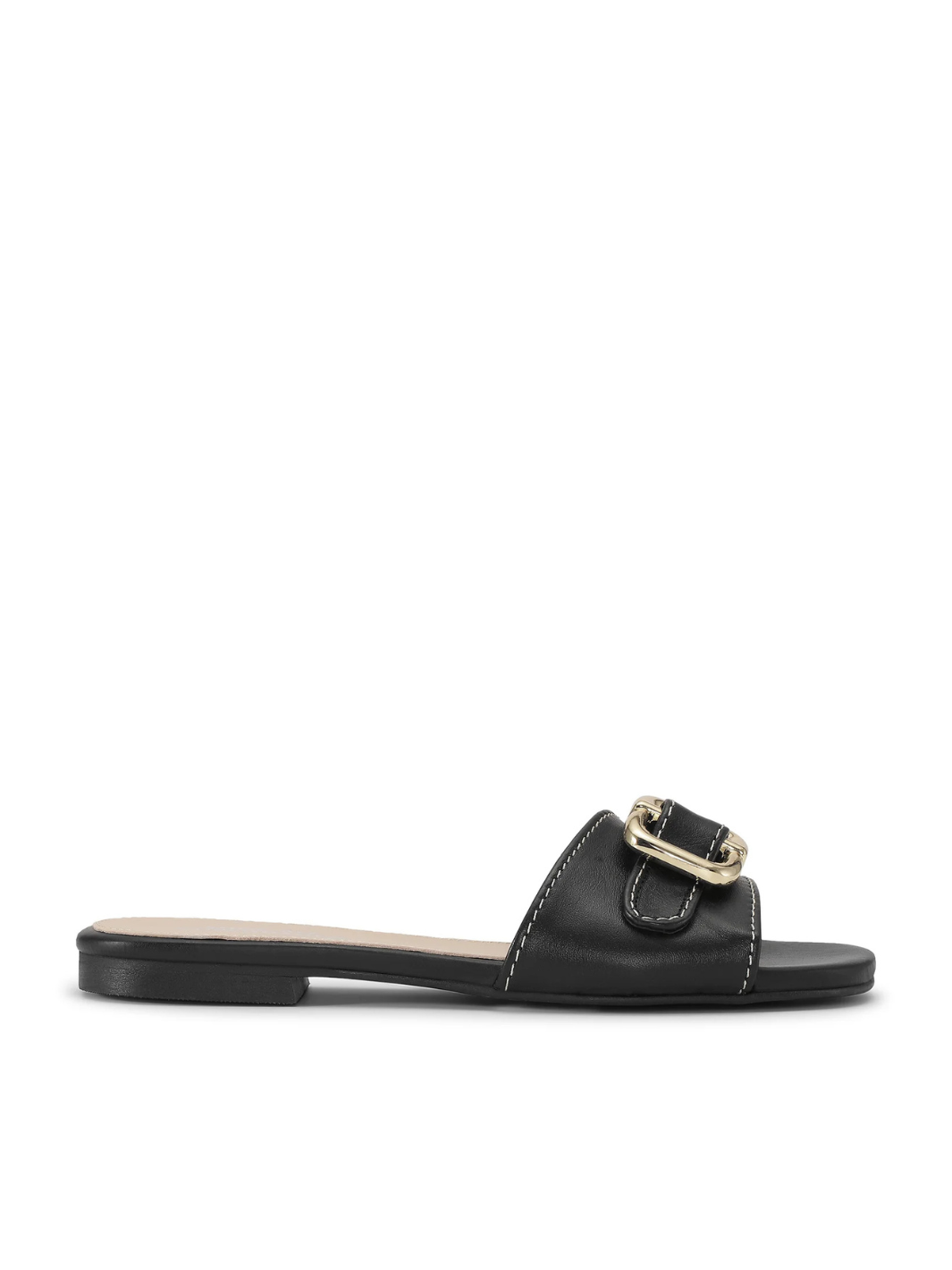 Shoe Biz Copenhagen Phoenix sandal i sort kalveskind med guldfarvet spænde