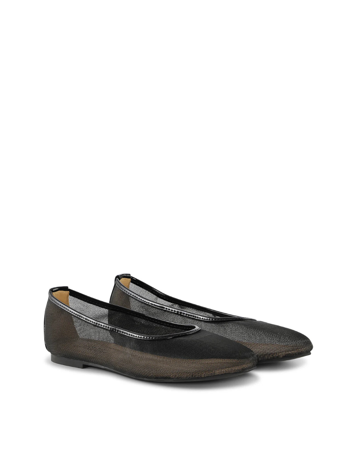 Shoe Biz Copenhagen Pomona Close ballerina i sort transparent mesh