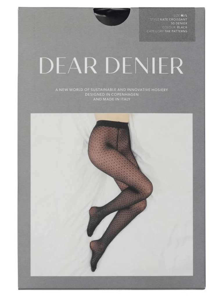 Sort Dear Denier Strømpebuks Med Jacquardvævet Bølgemønster S/M Dear Denier