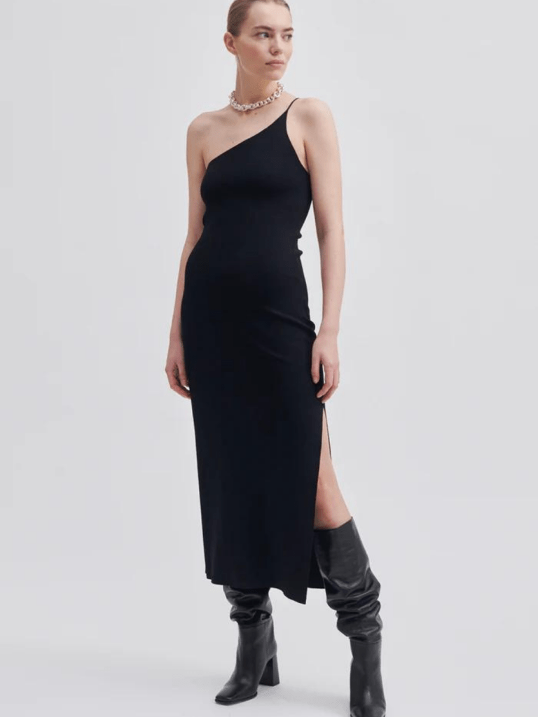 Sort Lang Second Female Yera Strik Kjole XS Second Female