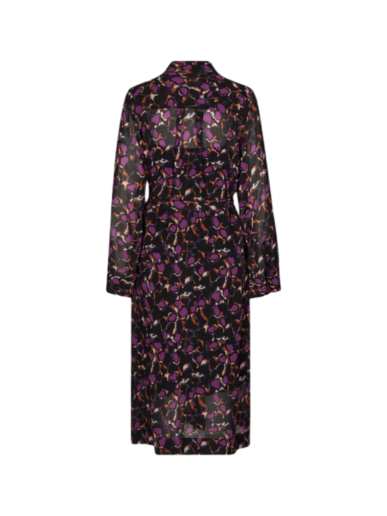 Sort - Lilla Mønstret Second Female Point Shirt Kjole XS Second Female