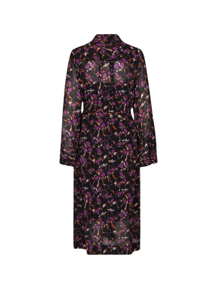 Sort - Lilla Mønstret Second Female Point Shirt Kjole XS Second Female