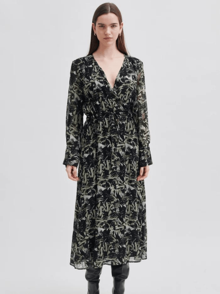 Sort Mønstret Second Female Brush Kjole XS Second Female