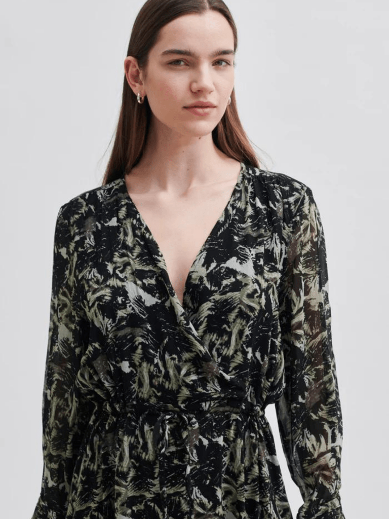 Sort Mønstret Second Female Brush Kjole XS Second Female