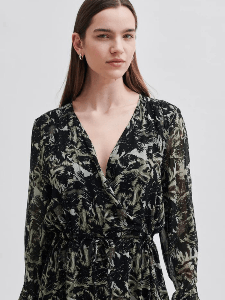 Sort Mønstret Second Female Brush Kjole XS Second Female