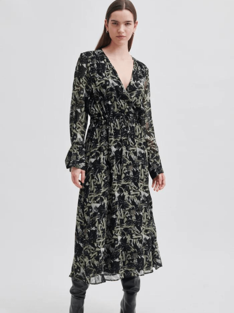 Sort Mønstret Second Female Brush Kjole XS Second Female